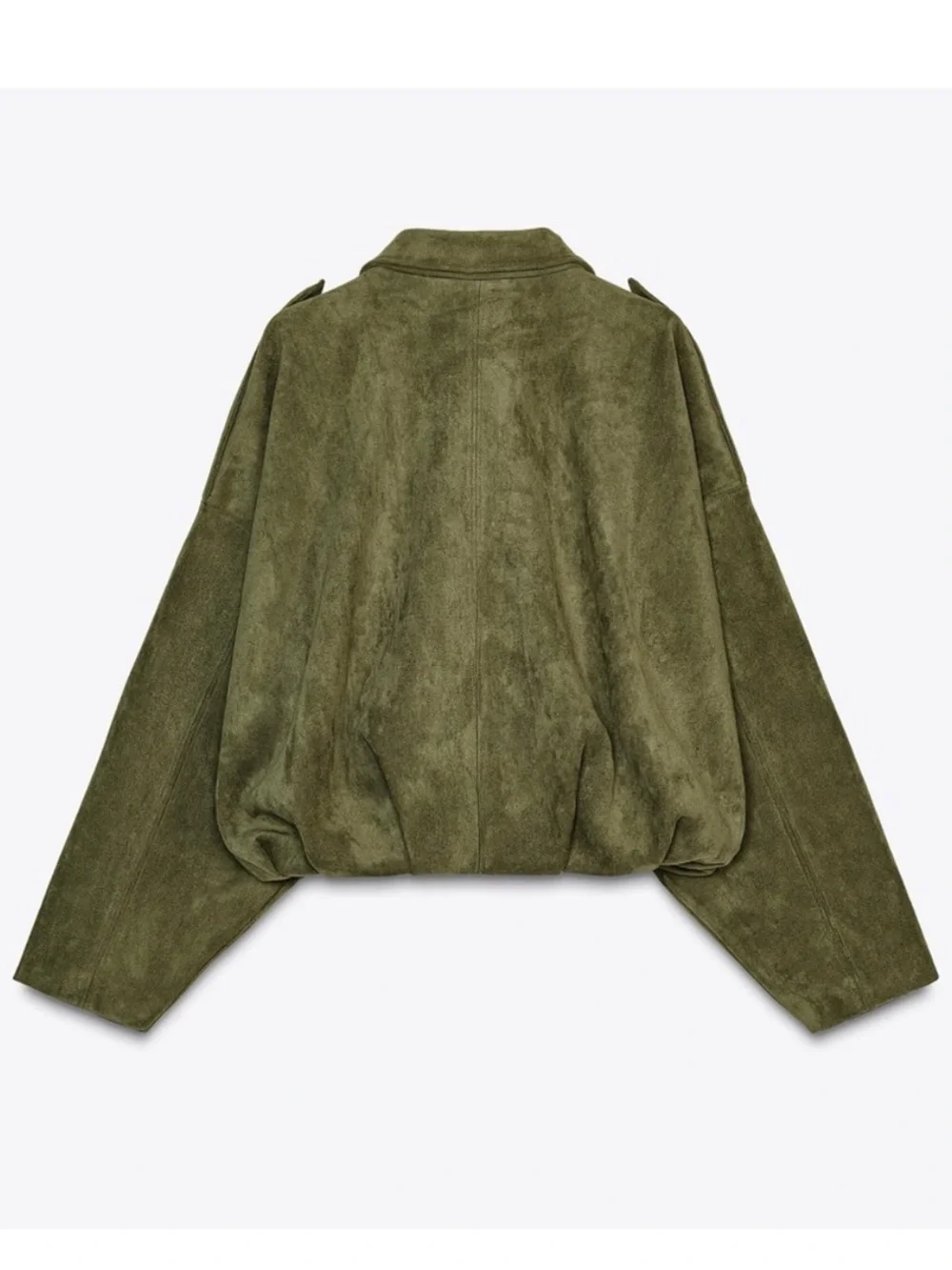 Zara Olive Green faux Suede bomber Jacket - Picture 6 of 10